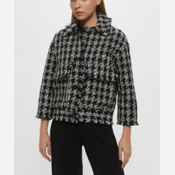 H&m Textured Tweed Style Weave Jacket Size XS black - Picture 1 of 4